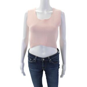 Timo Weiland Womens Sleeveless Ribbed Asymmetric Crop Top Pink Size L